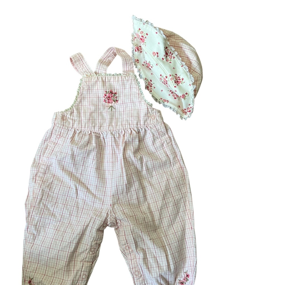 Gymboree Pink Plaid Baby Jumper and Hat Set size 3-6mths - Picture 3 of 7